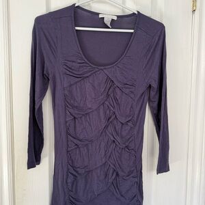 Design History Deep Purple Ruched Long Sleeve Top